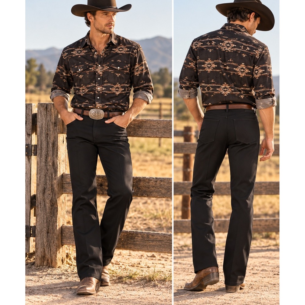 NWT Wrangler 82NV Black Polyester Western Pants 31x34 USA Fabric